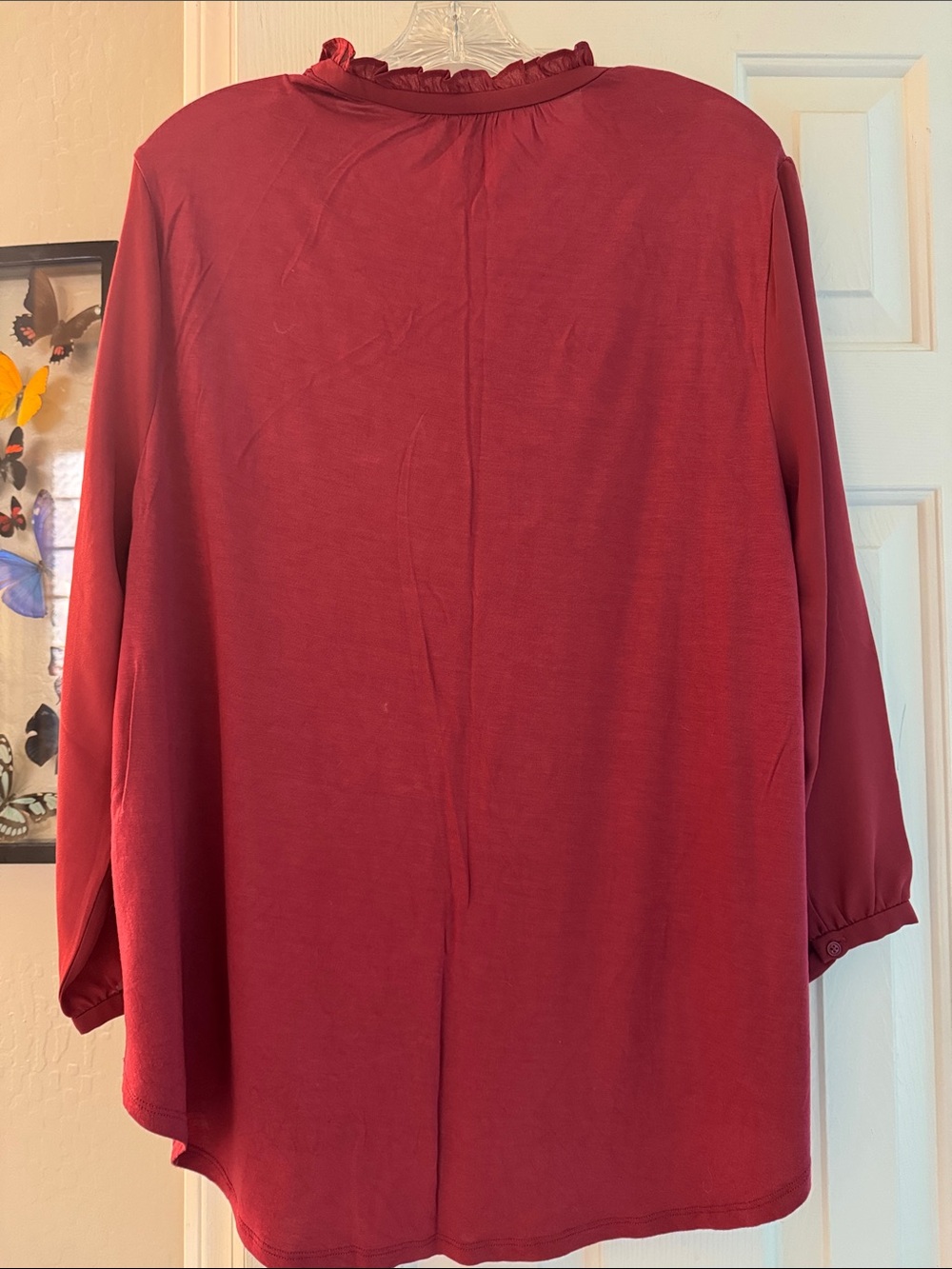 LOFT Women's Ruffled Split-Neck Tunic Top - Picture 4 of 5